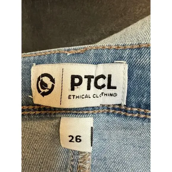 PTCL Ethical Clothing Bootcut Jeans Womens 26 Distressed Light Wash Denim Blue - Picture 3 of 4